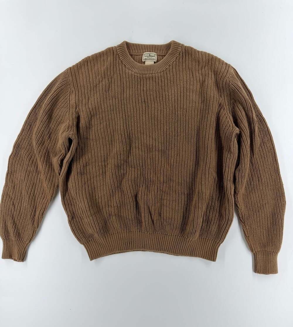 1590 L.L.Bean Fisherman Rib Crew Neck Sweater Size L Regular